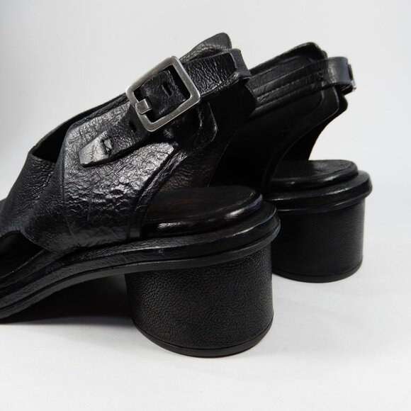 A.S.98 Lucca Heeled Sandals Size 37 7 Black Leather EUC $319 - Picture 12 of 12